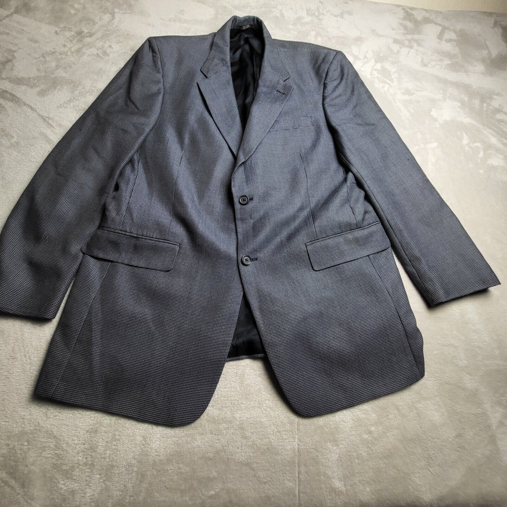 Hart Schaffner Marx Blazer Sport Coat‎ Men's Size 43L Checkered Wool 2 Button